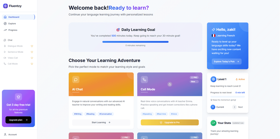 Fluentzy AI - AI Language Teacher